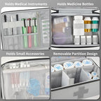Fireproof & Waterproof Medicine Organizer Case for Pills Bottle, Large Capacity Medical Bag Holds Essential Accessories for Families & Travelers, Emergency Kit for Home, Car & Outdoor First Aid