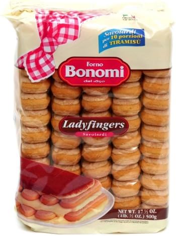 Bonomi Italian Lady Fingers, Savoiardi Sponge Cookies, 10 Packs of 60 Count, 17.6 oz Each, Perfect for Tiramisu, Authentic Italian Biscuits, Light and Delicate Sponge Cake, Sugar-Dusted Finish