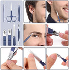 Aceoce Travel Manicure Set Mens Grooming Kit Stainless Steel Nail Clippers Nail Care Tool with Luxurious Travel Case Manicure Pedicure Set Professional Personal Care Gift for Men Family Friends