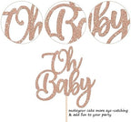 Rsstarxi 1 Pack Oh Baby Cake Topper Glitter Gender Reveal Party Baby Shower Cake Pick Decorations for Kids Birthday Baby Shower Party Cake Decorations Rose Gold
