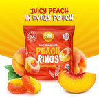 Peach Rings - 24 Packs - Peach Gummy Candies Individually Wrapped - Sweet and Sour Candy for Classroom, Snacking, Gifting, and Goodie Bags - Soft Gummy Rings