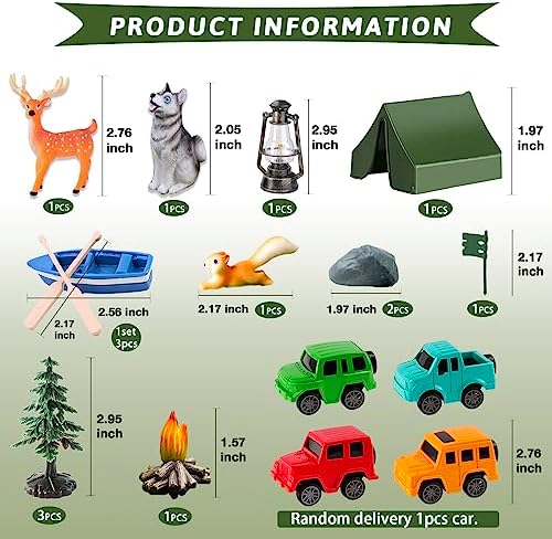 16 Pcs Camping Cake Toppers Camp Cake Decorations Fireside Camp Forest Cake Decors for Kids Camping Forest Theme Party and Camping Fans' Birthday Supplies