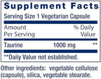 Life Extension Taurine, Pure Taurine Amino Acid Supplement, Heart, Liver and Brain Health, Longevity, Muscle and Exercise, 1000 mg, Non-GMO, Gluten-Free, Vegetarian, 180 Vegetarian Capsules