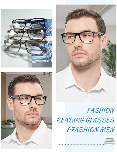 OCCI CHIARI Reading Glasses Men Fashion Rectangle Readers(1.0 1.25 1.5 1.75 2.0 2.25 2.5 2.75 3.0 3.5 4.0 5.0 6.0)