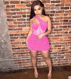 Women's Sexy Elegant Bodycon Dress Party Club Night Outfit Hot Drilling Clubwear