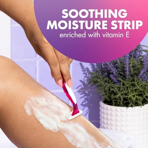 BIC Soleil 3 Scented Women's Disposable 3-Blade Razors, Calming Lavender Scent and Vitamin E Moisture Strip, 10-Pack