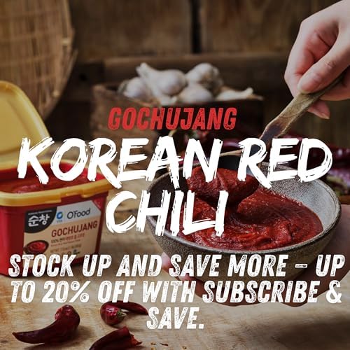 Gochujang – Korean Red Chili Paste [ Mild | 1.1 lb (500g) ] – Gluten-Free/ 0 Fat/ 0 Cholesterol / (40 Calories/Serving) | Spicy & Sweet Savory Fermented Sauce | Great for Bibimbap, Marinades, Stews & BBQ - O’food