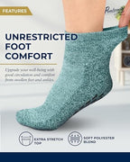 Pembrook 6 Pairs Diabetic Ankle Socks for Men & Women with Grips - 12 Colors Neuropathy Socks for Men | Non Slip | Edema