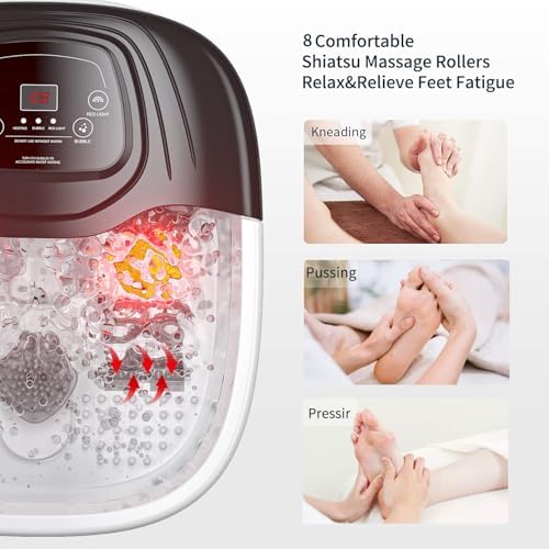 Foot Soaking Tub, Foot Spa Bath Massager with Heat, Epsom Salt,Bubbles, Vibration and Red Light,Foot Soaker, Birthday Gifts for Mom Dad Women Men Her Him