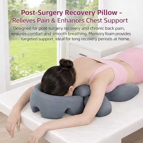 2026 Upgraded Pillow for Massage Face Down, Extra Large Thick Breast Support Pillow for Sleeping, Chest & Face Support Pillow for Massage, SPA & Relaxation, Removable Washable Cover, Non-Slip Bottom