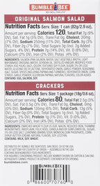 Bumble Bee Snack On The Run! Protein Pack, 8g per Box - Salmon Salad with Crackers Kit - Ready to Eat Easy-Open Can - Wild Caught MSC-Certified Seafood (Pack of 12)