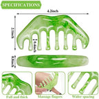 Geiserailie 2 Pcs Jade Combs Esthetician Supplies Massage Stone Hair Gua Sha Scraping Scalp Comb Facial Massage Tool Handheld Head Tools Head Caring Therapy Mother's Day for Women(Elegant Style)
