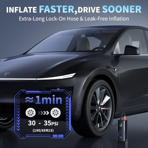 OlarHike Tire Inflator Portable Air Compressor, Smart Dual Hose System, Auto Air Pump for Car Tires, Bike,Bicycle, Motorcycles,Electric Pump with LED Light & Digital Pressure Gauge