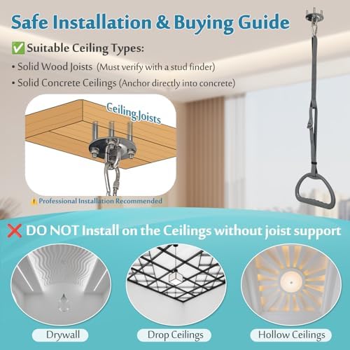 AOSSA Bed Trapeze for Elderly Pull Up, Stand Assist Lift Bar, Hospital Bedside Trapeze for Bed Mobility & Transfer, Ceiling Mounted Grab Bar, Stand Ladder Standing Helper for Disabled Handicap