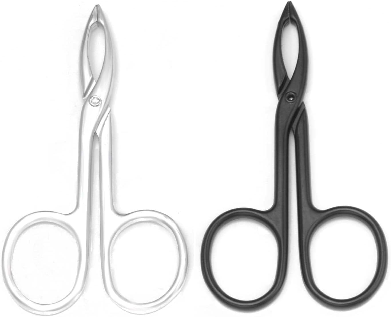 2 Pieces Tweezers Scissor Handle Straight Tip Scissor Shaped Eyebrows Tweezers for Hair Plucker Remover Facial Hair Eyebrows Care (Silver and Black)