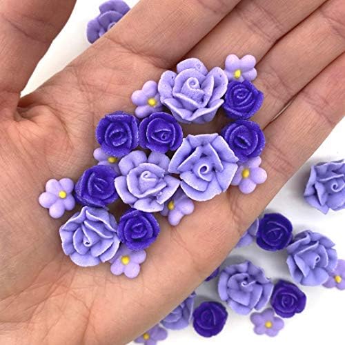 30 Violet Icing Flowers | Small Edible Roses | Lavender Sugar Flowers | Violet Sprinkles | Simply Sucré