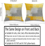 Yellow and Grey Abstract Throw Pillow Covers 18x18 inches Set of 2, Modern Art Oil Painting Decorative Cushion Cases for Couch, Soft Flannel Pillow Shells for Sofa Living Room Bedroom Decor