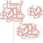 1 Pack Happy 70th Birthday Cake Topper Rose Gold Glitter 70 & Fabulous Cheers to 70 Years Old 70th Birthday Cake Pick for Celebrating 70th Birthday Anniversary Party Cake Decorations Supplies