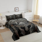 Erosebridal Ancient Viking Comforter Set Viking Warrior Twin Bedding Set for Kids Teen Adults,Black Double Battleaxe Bedding Comforter Sets Nordic Mythology Tribe Quilt Duvet 1 Pillow Case