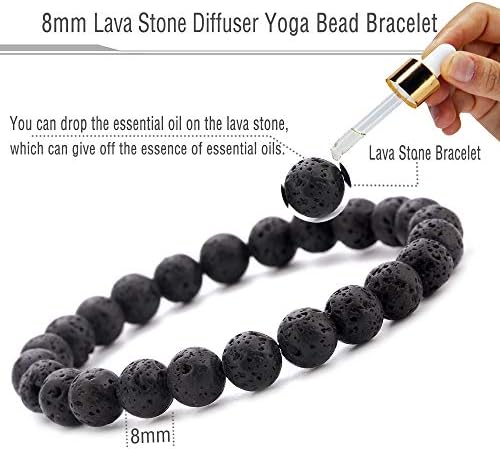 Men Women 8mm Natural Stone Lava Rock Diffuser Bracelet Elastic Yoga Agate Beads Bracelet Bangle