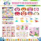 Vanblue 96Pcs Pink Dinosaur Party Favors, Dino Themed Party Birthday Decorations, Decorate The Birthday Party Supplies for The Girls, Gifts Fillers Classroom Rewards Goodie Bag Stuffers