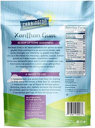 Carrington Farms Xanthan Gum – Non-GMO, Gluten-Free, Zero Calories & Vegan – 5oz – Keto-Friendly Thickener & Binder for Gluten-Free Baking, Smoothies, Sauces & Dressings