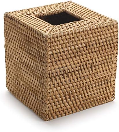 Rattan Tissue Box Cover Square, Hand Woven Wicker Tissue Holder, 5.5 x 5.5 X 5.7 inch, Natural
