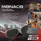 proSPORT Full Lens Sun Readers for Men Women, Non Bifocal Reading Sunglasses, Rectangle Metal Frame Smoke Lens +1.00–+3.50