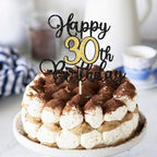 1 Pack Happy 30th Birthday Cake Topper Glitter Heart Birthday Cake Pick Cheers to 30 Years for 30th Anniversary Wedding Party Cupcake Decorations Supplies Black Gold