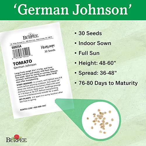 Burpee 'German Johnson' Heirloom, Large Pink Beefsteak Slicing Tomato, 30 Non-GMO Seeds