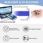 Blue Light Blocking Reading Glasses for Men, Half Frame Metal Readers Spring Hinge Eyeglasses Anti Eyestrain/Glare/UV