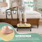 Bed Step Stool with Assist Rail for Seniors Adults Safety - Bedside Stepping Stool with Handle, Medical Stool Steps for High Beds, Handicap Bariatric Wide Guard Platform Adjustable Bar (2 in 1)