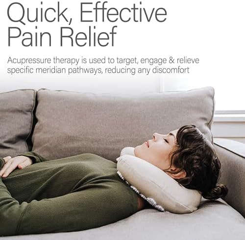 Kanjo Memory Foam Acupressure Neck Pillow - High Density Memory Foam Core - Travel Accessory Pillow - Relieves Neck Pain and Back Pain - Includes Carry Bag