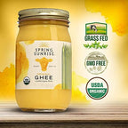 Spring Sunrise Organic Grass-Fed Ghee 16 oz, USDA Certified Clarified Butter, Keto & Paleo Friendly Cooking Oil, Non-GMO, Gluten & Casein Free, Sustainably Sourced