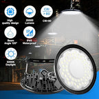 6 Pack Ultra-Thin UFO LED High Bay Light - High Heat Dissipation, 150W 25500LM 5000K Daylight, IP65 Waterproof, Plug & Play with 5ft Cord & U Bracket - LED Shop Lights for Warehouse, Workshop