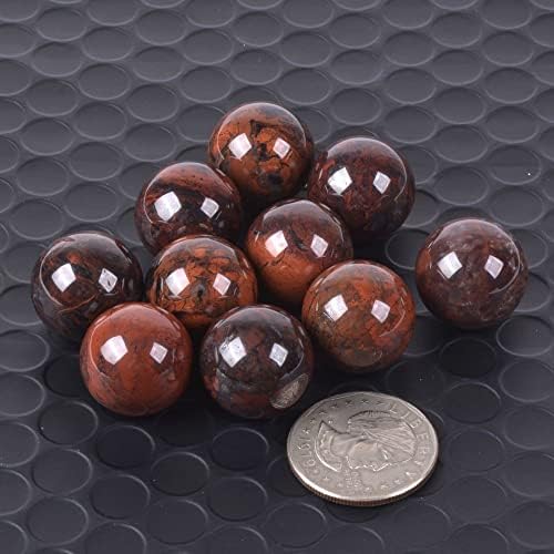 Justinstones Natural Red Brecciated Jasper Tumble 20mm Gemstone Healing Crystal Energy Ball Round Sphere Specimen Collection Pocket Palm Worry Stone(Pack of 5)