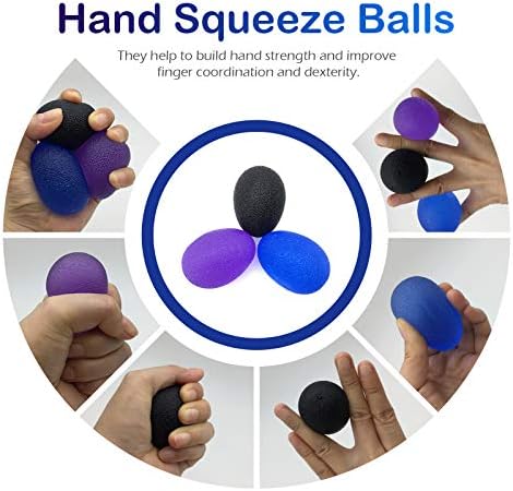 Squeeze Balls - 3 Pieces Silicone Therapy Balls for Stress Relief, Grip Strengthening and Finger Exercise - Ideal for Physical Therapy and Hand Rehabilitation
