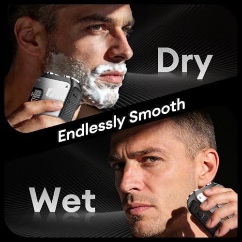 PAXA Mini Electric Shaver for Men,9000Rpm Electric Razor for Men,Magnetic Dual-Head Rotary Pocket Shaver IPX7 Waterproof Wet & Dry for Shaving Face,USB-C Rechargeable for Home,Car,Travel(Gray)