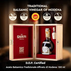 Giusti Traditional Aged Balsamic Vinegar of Modena DOP – 25 Years, Extravecchio Aceto Balsamico Tradizionale di Modena, Made in Italy Gift Set With Wooden Box – 3.4 fl oz (100 ml) - Pack of 1