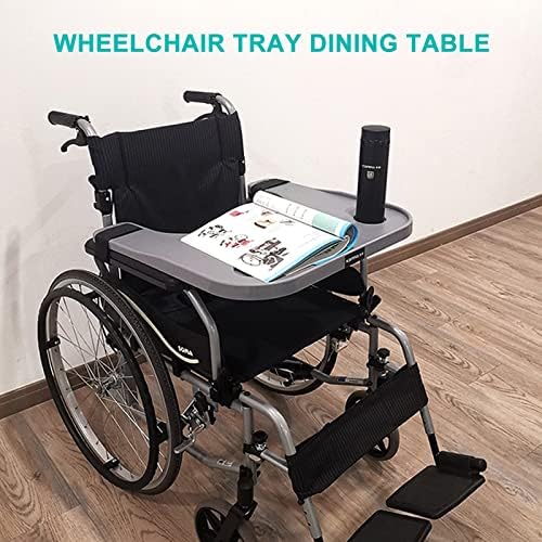 Wheelchair Tray Table Adult Removable Large Dining Board with Double Cup Holder, Portable Wheelchair Lap Tray for Disabled People to Rest, Eat and Read