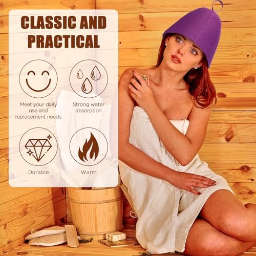 Jiuguva 6 Pcs Sauna Hats Wool Russian Cap Vaporarium Hat Banya Sauna Cap for Women Shower Accessories(Multicolor)