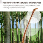 Tomorotec Long Reach 17.5" Wooden Back Scratcher with Curved Bent Handle, Lightweight & Durable Hand-Carved Camphor Wood, Easy Grip for Hard-to-Reach Itches, Natural Wood Body Scratch Tool