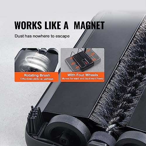 VEVOR Carpet Sweeper, 7.87 in Sweeping Paths, Floor Sweeper Manual Non Electric, 300 ml Dustbin Capacity with Comb for Home Office Rugs Hardwood Surfaces Wood Floors Laminate, Cleans Dust Pet Hair