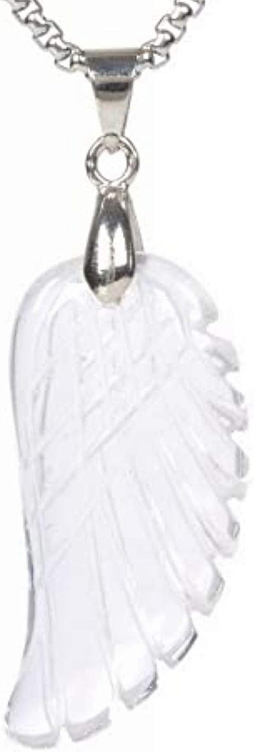 Handmade gemstone crystal angel wing pendant necklace reiki chakra healing for women