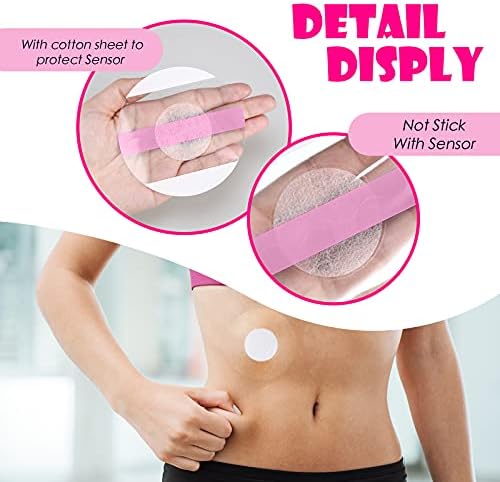Nuanchu 48 Pcs Waterproof Sensor Covers Compatible with Libre 3 Freestyle Libre 3 Plus, Transparent Cgm Adhesive Patches, Glucose Monitor Protector Long Lasting Without Hole(Pink)