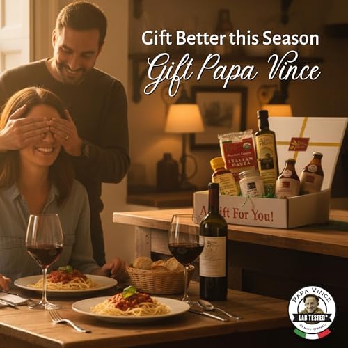 Papa Vince Italian Food Basket - Gourmet Gifts for Italians crafted in Italy from locally sourced organic ingredients by our family in Sicily, Italy
