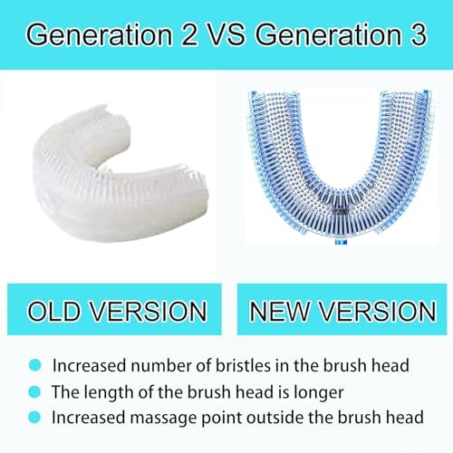 2 Pcs Silicone U-Shaped Toothbrush Replacement Head Compatible with Ultrasonic Toothbrush,360 Degree Silicone Head for Teeth Cleaning, Sonic Toothbrush Tool Head Accessories for Adults