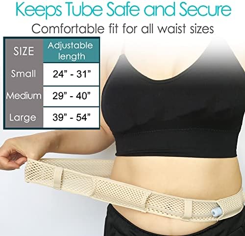 Mesh Breathable PD Belt Peritoneal Dialysis Catheter Accessories Supplies Soft Transfer Set Holder Protector Belts for Stomach Feeding Peg J Tube Women Men Adults Beige