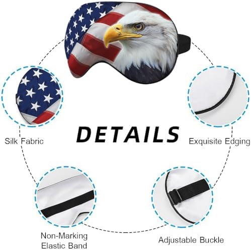 Bald Eagle Eye Mask Sleeping Mask American Flags Striped Stars Sleep Masks Silky Soft Eye Cover for Women Men Shading Blindfold for Air Travel Sleeping