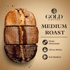 Gold Coffee Co. Blue Mountain Premium Blend - Medium Roast, Finely Ground 100% Arabica Coffee - Notes of Cocoa, Sweet Honey, Citrus Notes, 1 lb.